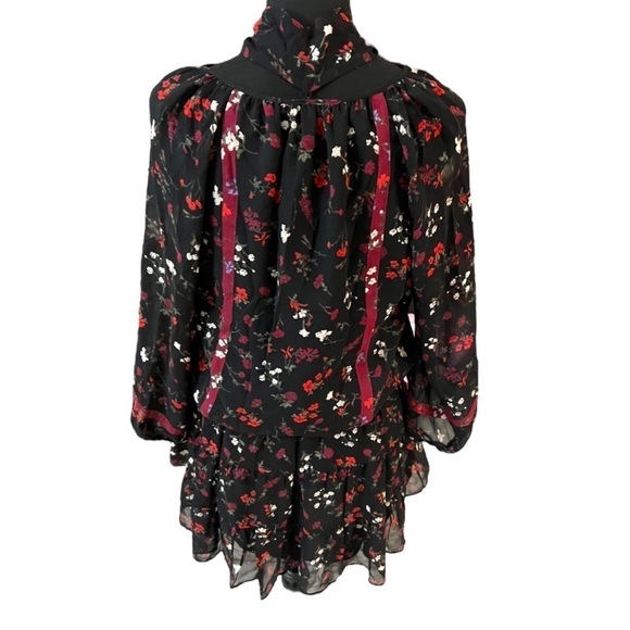 Joie Silk Floral Dress Sheer Sleeves Size Small NWT - Picture 5 of 14